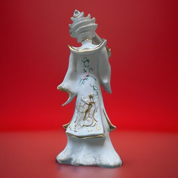 Vintage Japanese Lefton China Hand Painted Porcelain Kitsch Dragon Lady 10" Tall - Picture 3 of 4